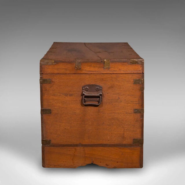 1880s Antique Victorian Teak Travelling Cleric's Chest For Sale - Image 4 of 13