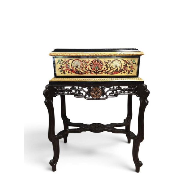 19th Century French Boulle Marquetry Jardinière in Gilt Brass, Silver and Inlays, 1880 For Sale - Image 9 of 15