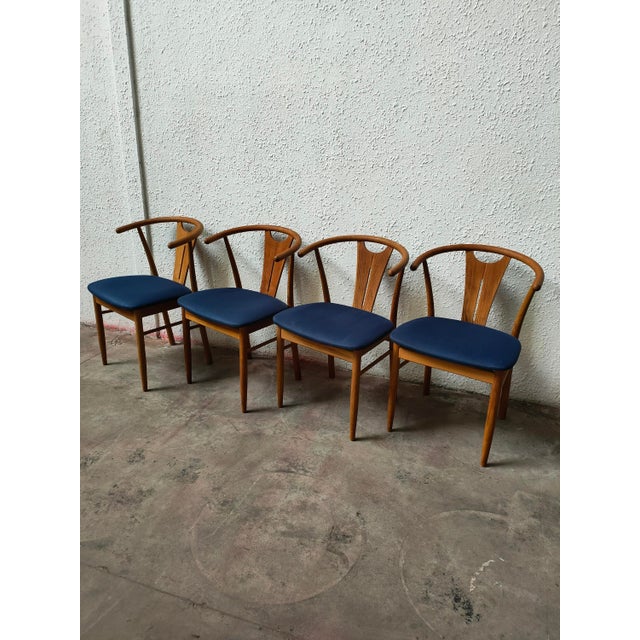 Blue Vintage Danish Chairs, 1980, Set of 4 For Sale - Image 8 of 9
