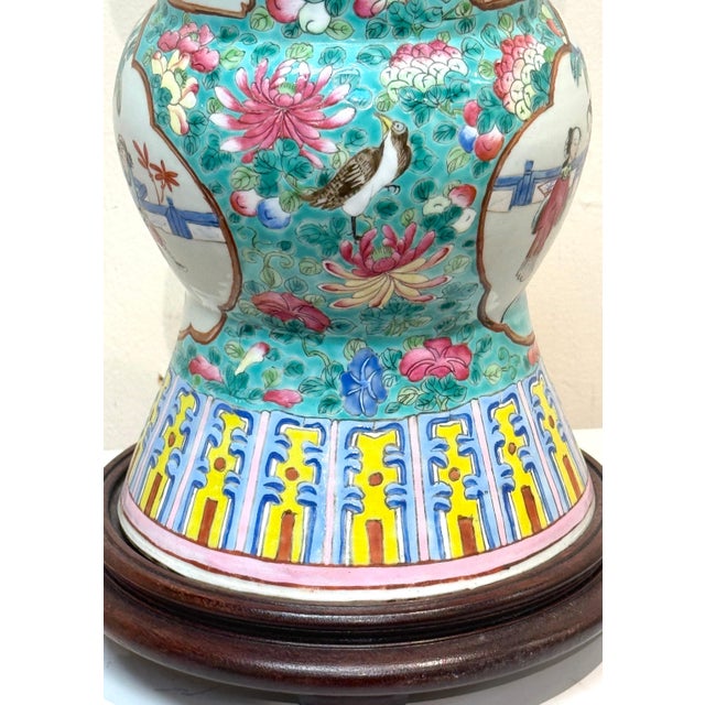 Early 19th Century Chinese Export Famille Rose (Fencai) Gu-Form, Now as a Lamp For Sale - Image 9 of 18