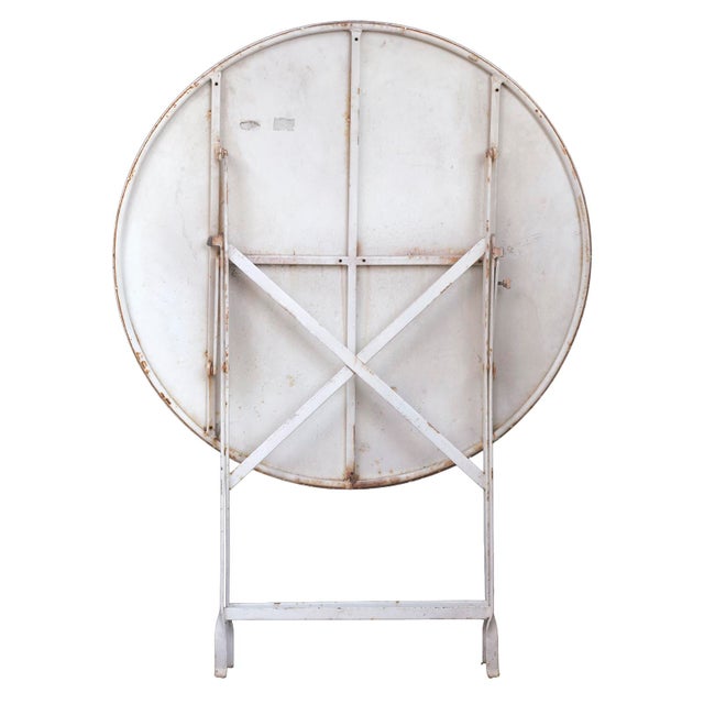 Antique White Vintage French Metal Folding Garden Table For Sale - Image 8 of 8