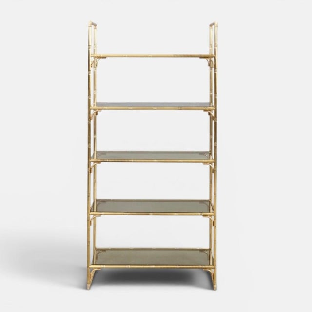 Metal Italian Shelving Display in Faux Bamboo Brass, 1970s For Sale - Image 7 of 13