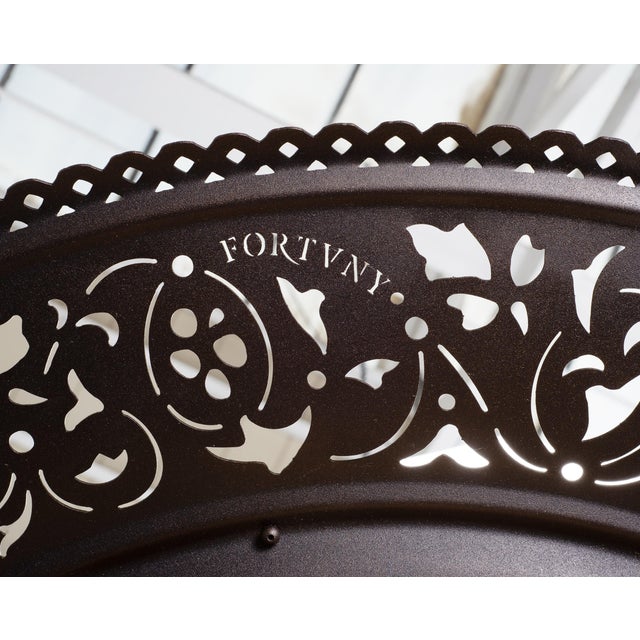Metal Art Nouveau Fortuny Scudo Saraceno Venetian Bronze Silk Lamp Chandelier For Sale - Image 7 of 18