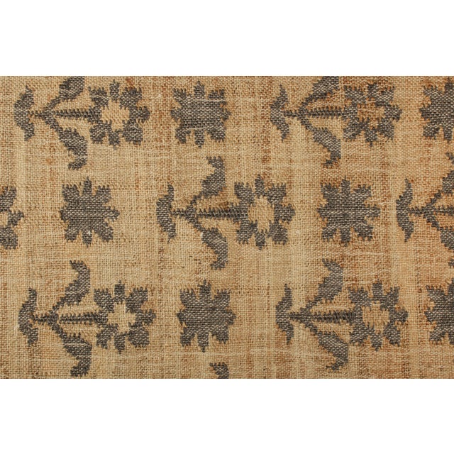Rug & Kilim Rug & Kilim's Block Print Flatweave Rug in Beige with Brown Floral Patterns - 14x24 For Sale - Image 4 of 5