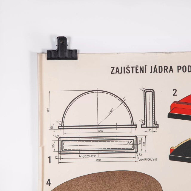 1950s Czech Industrial Technical Drawing, 1950 For Sale - Image 5 of 8