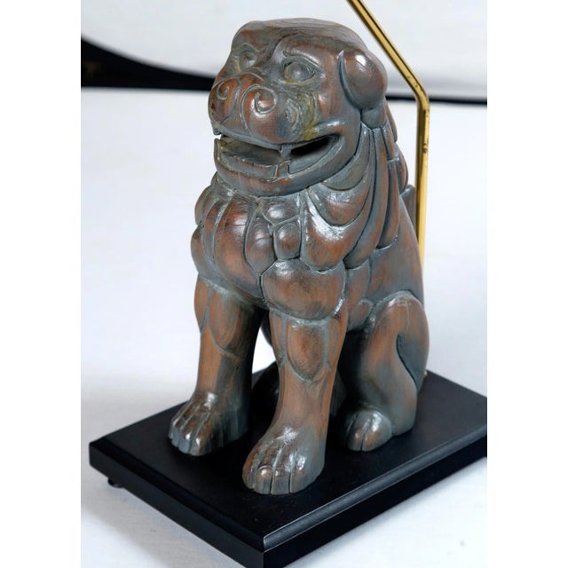 Gray Carved Wood Foo Dog Lamps by Sarreid - a Pair For Sale - Image 8 of 11