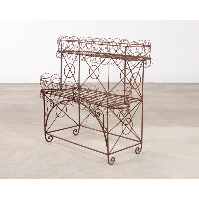 French Art Nouveau Two-Tier Wirework Boulangerie Baker's Rack For Sale In Sacramento - Image 6 of 18