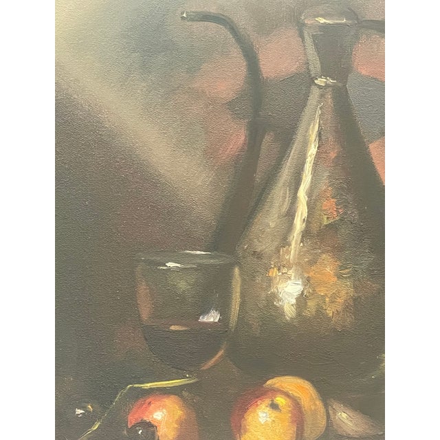 Vintage Still Life Oil Painting With Fruit and Wine Goblet on Canvas For Sale - Image 10 of 10