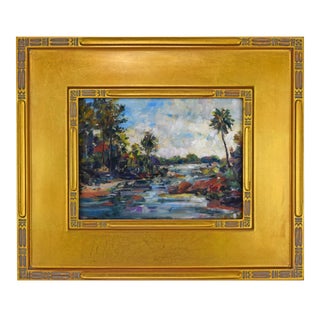 Contemporary Post Impressionist Southern Coastal Landscape With Palm Trees For Sale