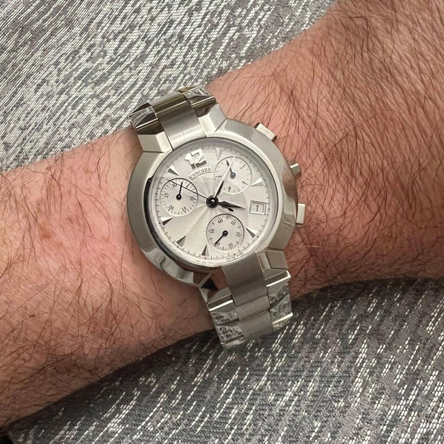 1990s 1990s Concord Estate La Scala Chronograph Watch Stainless Steel 38 mm For Sale - Image 5 of 8