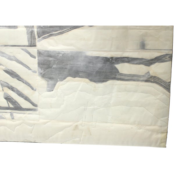 Gray Quilted Mixed Media Figural Abstract Print on Silk by Joan Schulze For Sale - Image 8 of 10