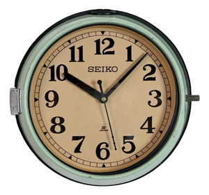 Vintage Green Ships Wall Clock from Seiko, 1970s