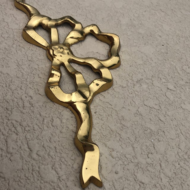 Mid 20th Century Vintage Mid 20th Century Brass Ribbon Wall Mount Decor For Sale - Image 5 of 6