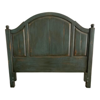 Antique Glaze Blue Queen Size Headboard For Sale
