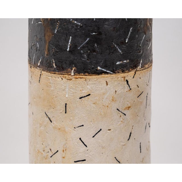 Tall Cylindrical Stoneware Floor Vessel Vase by Robin Welch, 1990s For Sale - Image 6 of 18