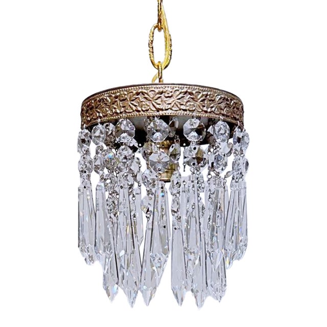 1950s Italian Brass Upside Down Layered Cake Chandelier For Sale
