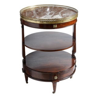 Louis XVI Style Three Tier Bouillotte Drinks Table, Marble Top For Sale