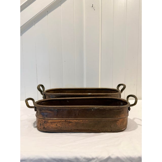 Vintage Copper Planter Troughs / Jardinieres, A Pair For Sale In Nashville - Image 6 of 12