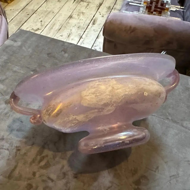 1970s Pink Scavo Murano Glass Oval Bowl by Cenedese For Sale - Image 15 of 15