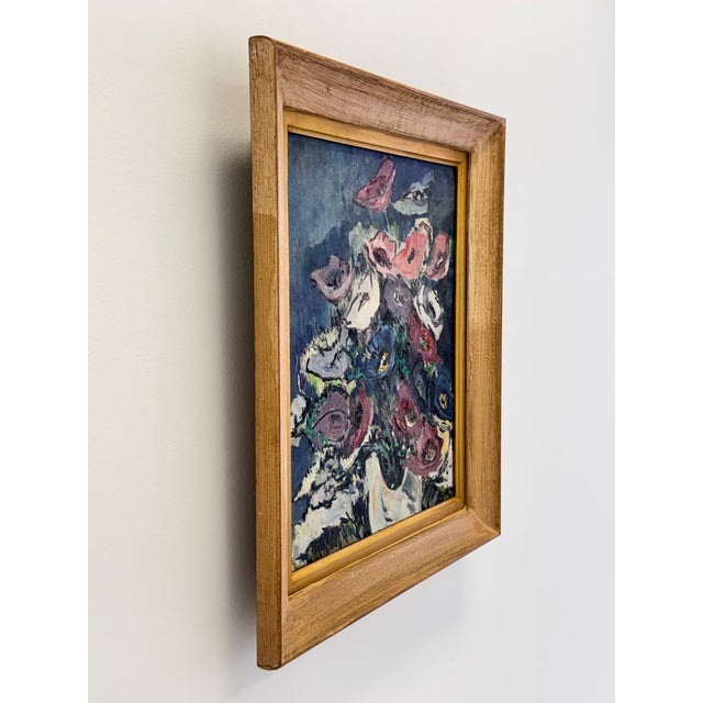 French French Modernist Oil on Canvas Still Life of Anemones, Nice, France For Sale - Image 3 of 15