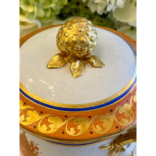 Burnt Orange Vintage Mottahedeh Reproduction of Art Nouveau Bowl W/Lid, Made in Italy For Sale - Image 8 of 13