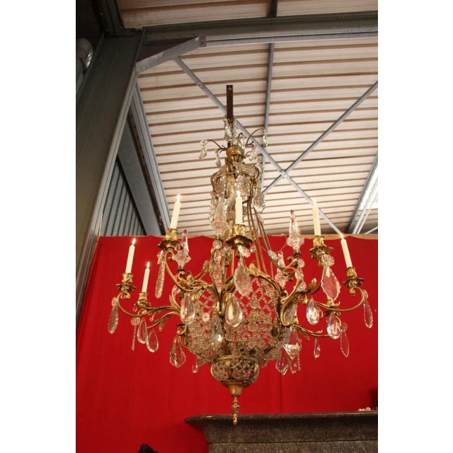 Large Bronze & Crystal 10-Light Chandelier, 19th Century For Sale - Image 15 of 15