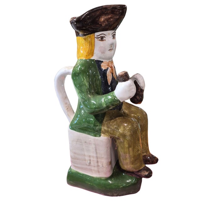 1960s Portuguese Majolica Toby Pitcher For Sale - Image 4 of 5