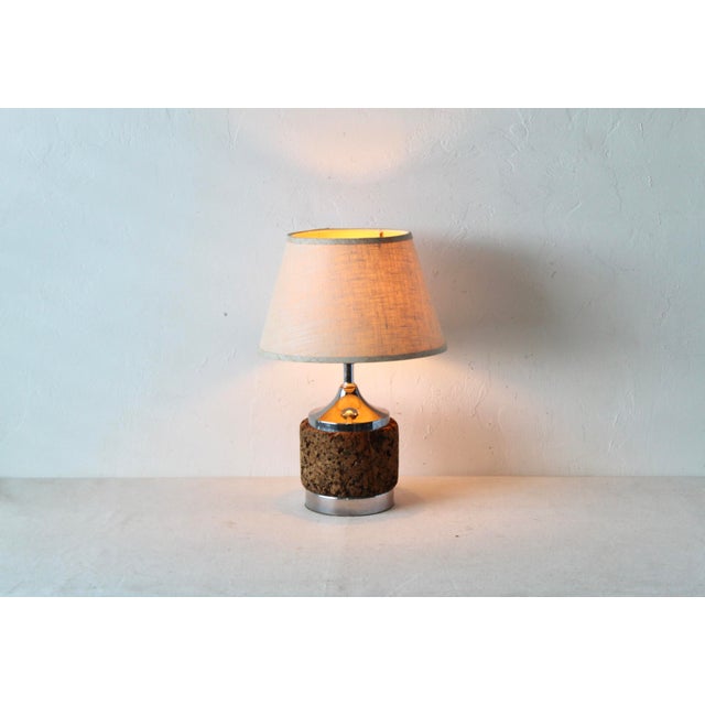Mid-Century Modern Mid-Century Modern Chrome Cork Sculpted Table Lamp For Sale - Image 3 of 9