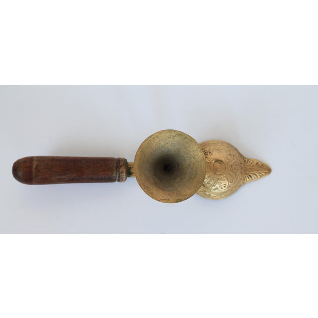 Vintage Brass Oil Lamp or Diya With a Wooden Handle For Sale - Image 4 of 5