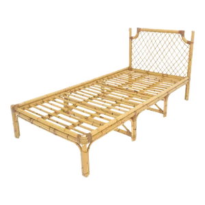 Vintage 1970s Large Bamboo Chaise Lounge Daybed Frame