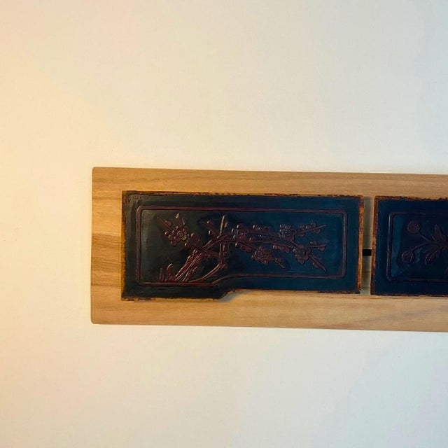 Wood c.1920 Chinoiserie Gilt Lacquered Carved Wood Wall Art – Double Panel, Illuminated For Sale - Image 7 of 9