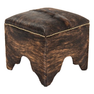 Cowhide Cube Stool in Dark Brown Brindle For Sale