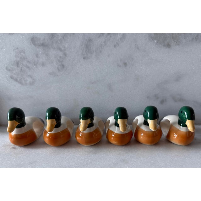 Green Vintage Mallard Duck Ceramic Napkin Rings - Set of 6 For Sale - Image 8 of 10