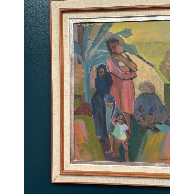 Mid-Century Modern Margareta Wallin, Family in Tenerife, 1950s, Oil on Canvas, Framed For Sale - Image 3 of 17