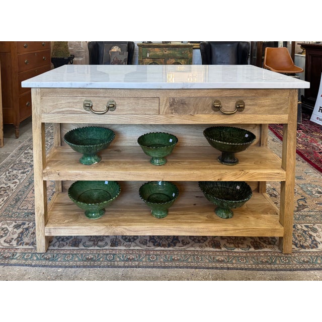 Transitional Large Marble Top Kitchen Island by Adoorne For Sale - Image 3 of 8