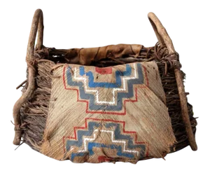 Antique Painted Bark Basket