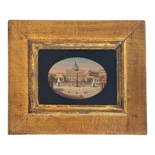 Early 20th Century Italian Grand Tour Micro Mosaic of St Peters Square and Basilica the Vatican For Sale