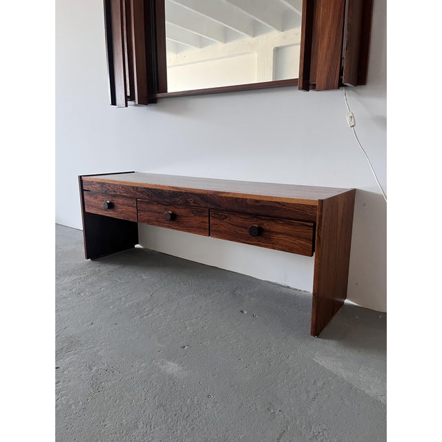 Brown Vintage Norwegian Mirror with Cabinet, 1970s For Sale - Image 8 of 11