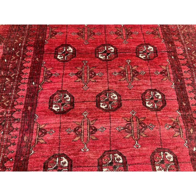 2000 - 2009 Vintage Afghan Ersari Turkmen Gul Rug, Rose Palette - 6'0" X 4'0" For Sale - Image 5 of 14