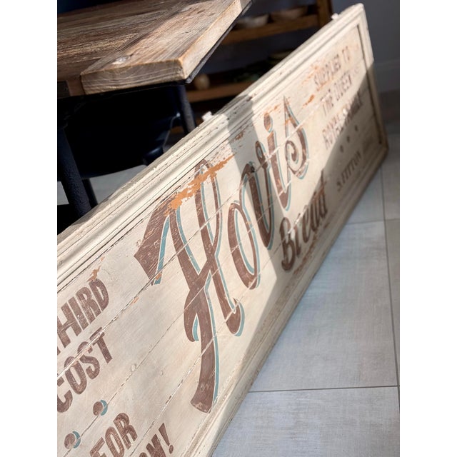 Late 1800s Antique Victorian English Hovis Bread General Store Trade Advertising Sign, Hand Painted on a Door Panel....