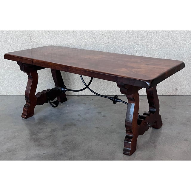 20th Century Spanish Carved Table With Iron Stretchers For Sale - Image 10 of 11