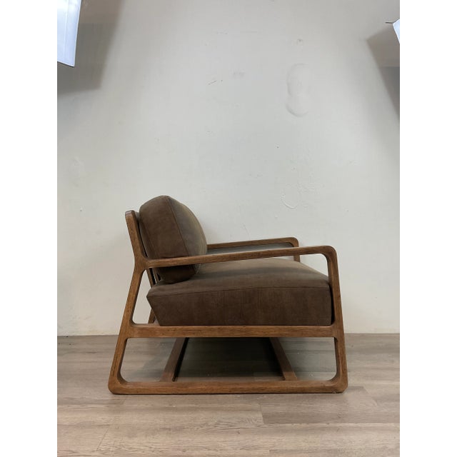 Wood Hooker Modern Brown Aniline Leather Moraine Accent Chair For Sale - Image 7 of 7