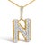 Contemporary Men's 10K Yellow Gold 1 1/2 Cttw Diamond Letter N Initial Pendant Necklace For Sale - Image 3 of 4