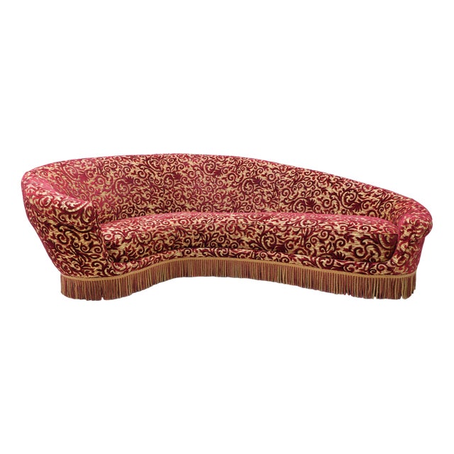 Mid-Century Modern Italian Curved Sofa by Federico Munari, 1950s For Sale