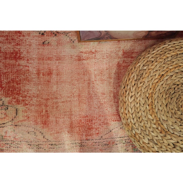 1970s Vintage Turkish Handmade Wool Cotton Red Area Rug For Sale - Image 10 of 12