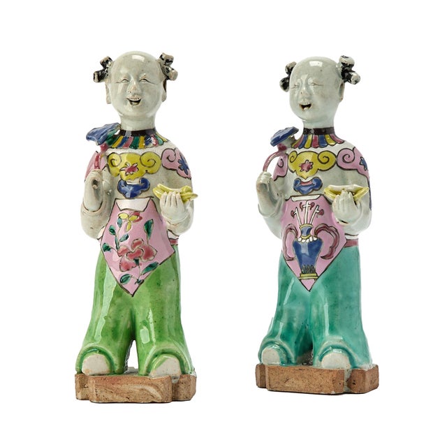 Late 18th Century 18th-Century Chinese Export Porcelain Laughing Boy Figures For Sale - Image 5 of 6