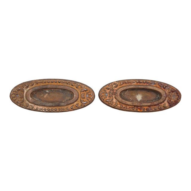 Pair of Victorian 4.375 In. Steel Oval Window Sash Lifts For Sale