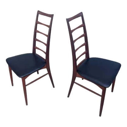 Danish Tall Back Ladder Dining Chair, Teak and Upholstery, 1965 For Sale