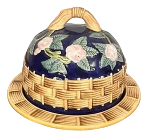 Victorian Majolica Cheese Dish, 1880s