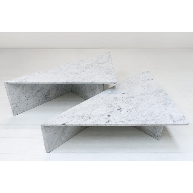 Sectional Triangle Carrara Marble Coffee Tables by Angelo Mangiarotti for Up&Up, Italy, 1970s, Set of 2 For Sale - Image 3 of 18